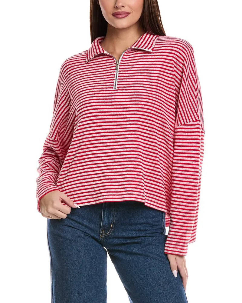 Splendid Besos 1/4-Zip Pullover Red