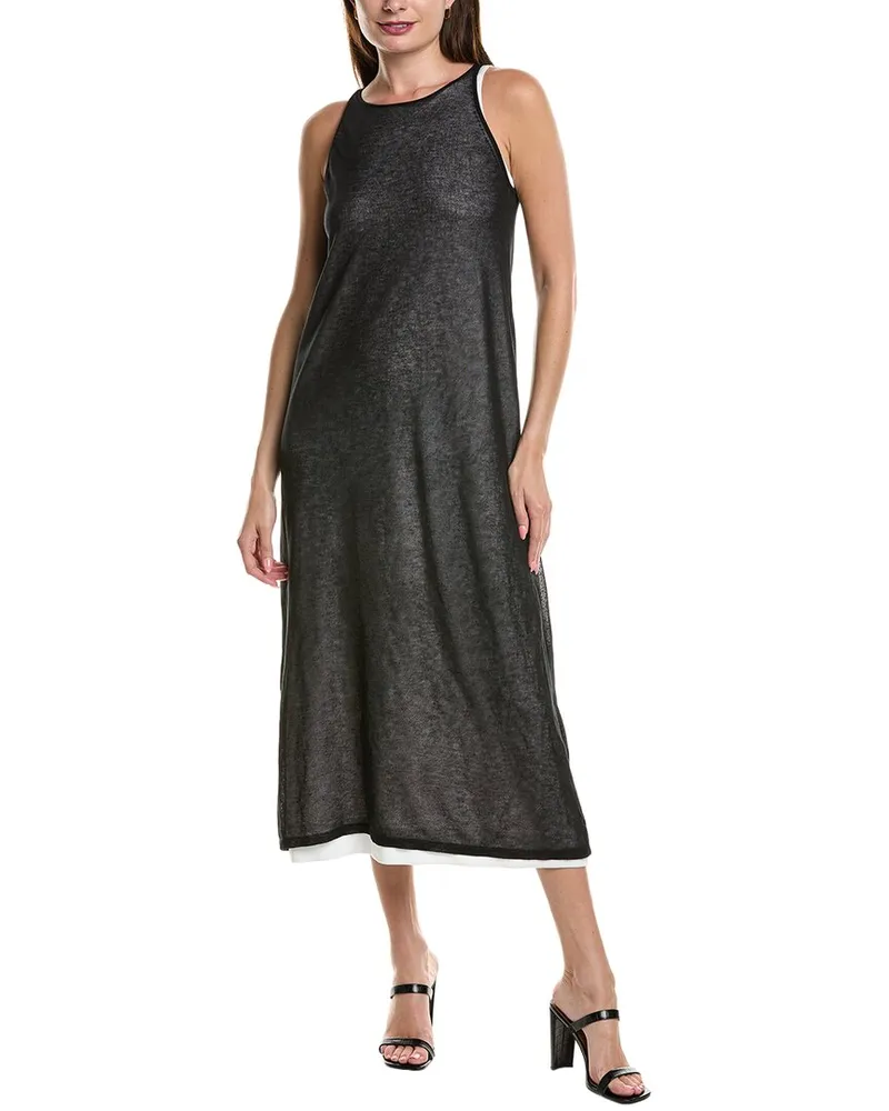 Kenneth Cole Layered Sheer Maxi Dress Black