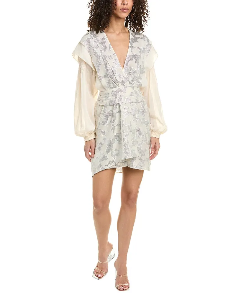 IRO Surplice Silk & Linen-Blend Mini Dress White