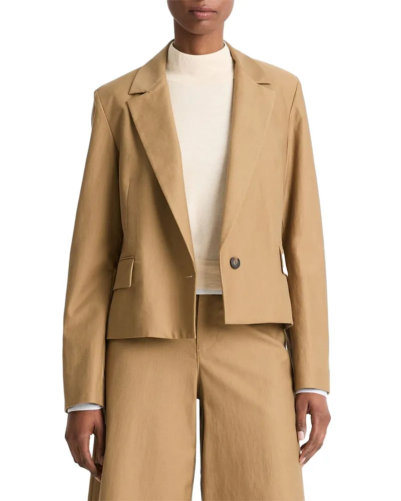 Vince Cropped Twill Wool-Blend Blazer Nocolor