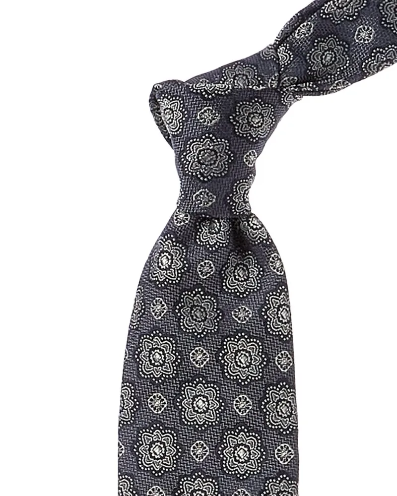 Brunello Cucinelli Blue Floral Silk Tie Nocolor