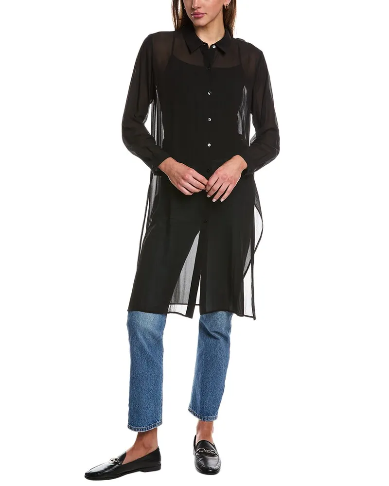 Eileen Fisher Petite Classic Collar Shirt Black