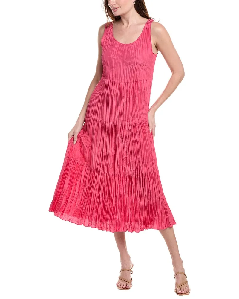 Eileen Fisher Tiered Silk Maxi Dress Pink