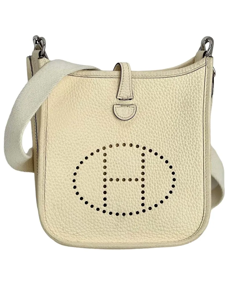 Hermès White Taurillon Clemence Leather Evelyne TPM Nata Crossbody (Authentic Pre-Loved Nocolor