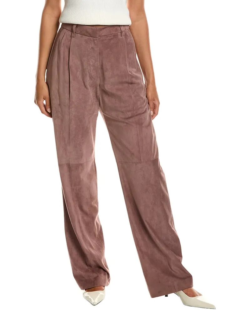 Brunello Cucinelli Pleated Suede Pant Nocolor