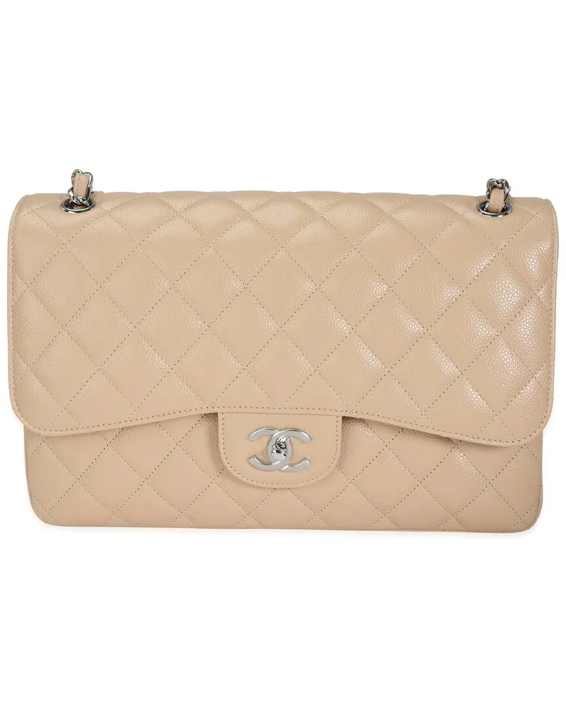 Chanel Beige Quilted Caviar Jumbo Classic Double Flap Handbag (Authentic Pre-  Loved Nocolor