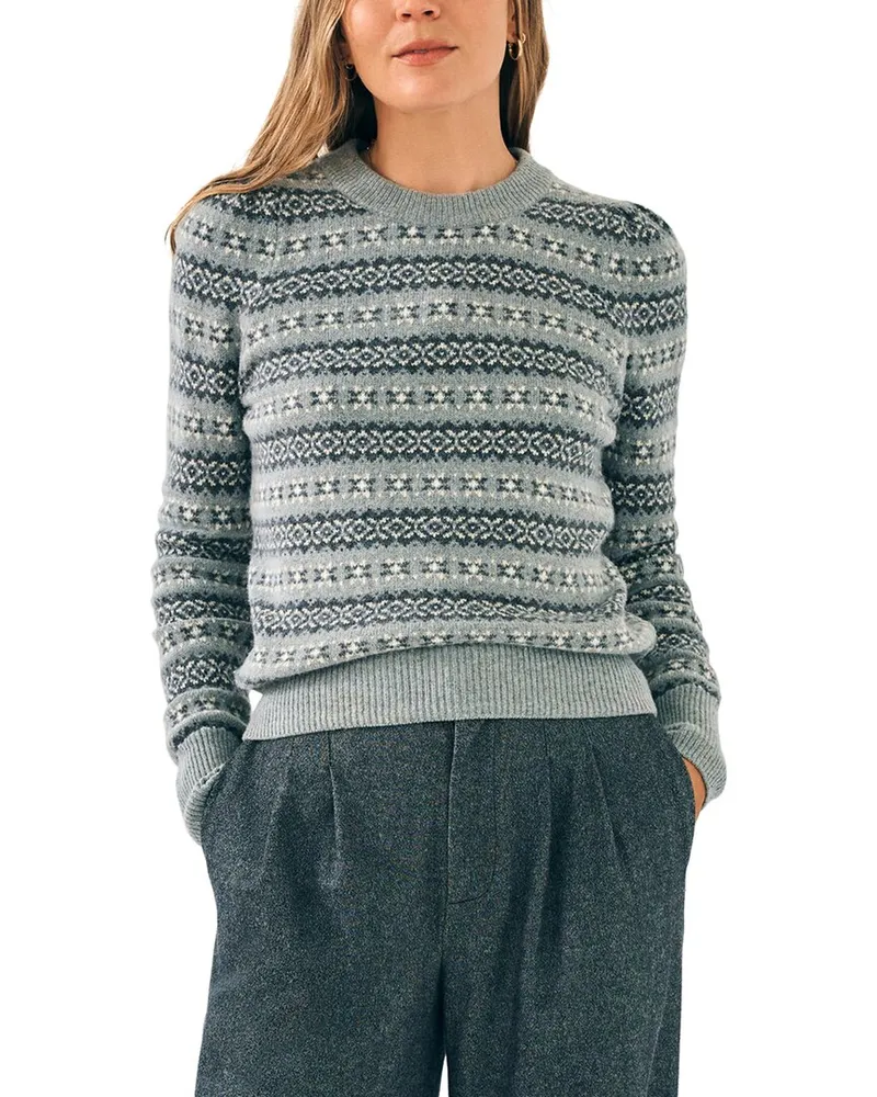 Faherty Highland Fair Isle Puff Sleeve Wool-Blend Sweater Nocolor