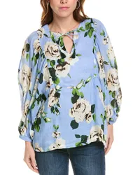 Samantha Sung Linen Blouse Blue