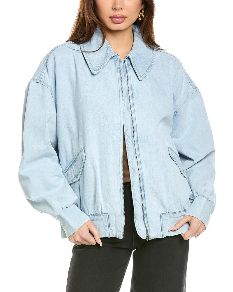 WeWoreWhat Denim Bomber Jacket Blue
