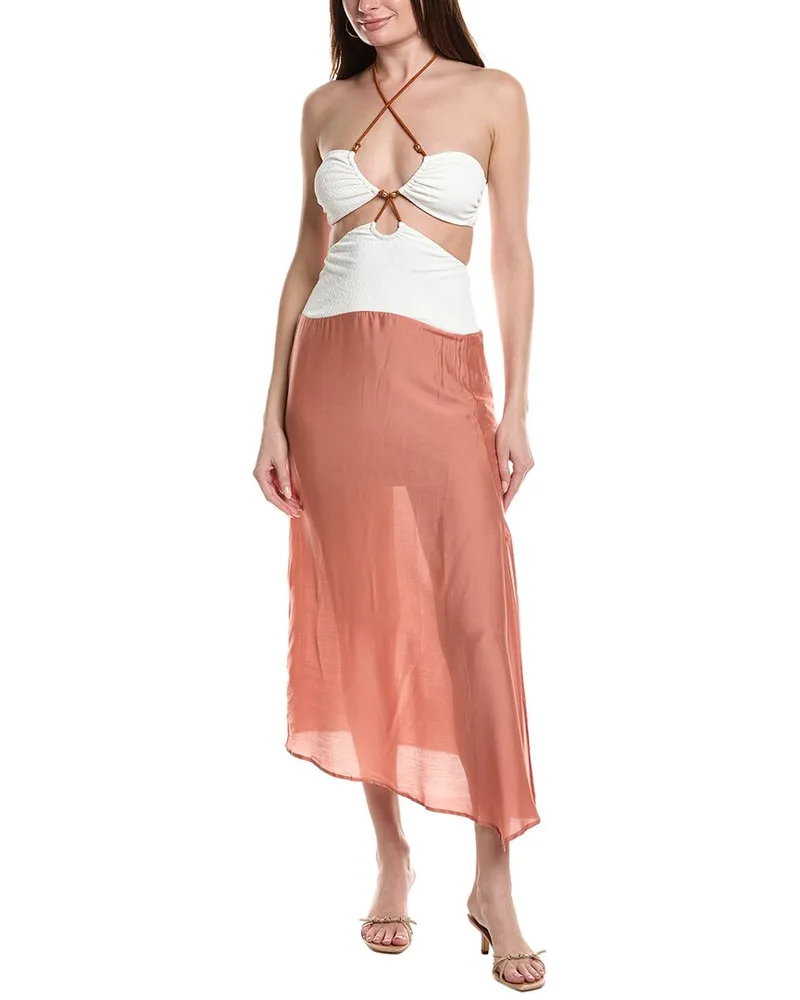 ViX Solid Silk-Blend Midi Dress White