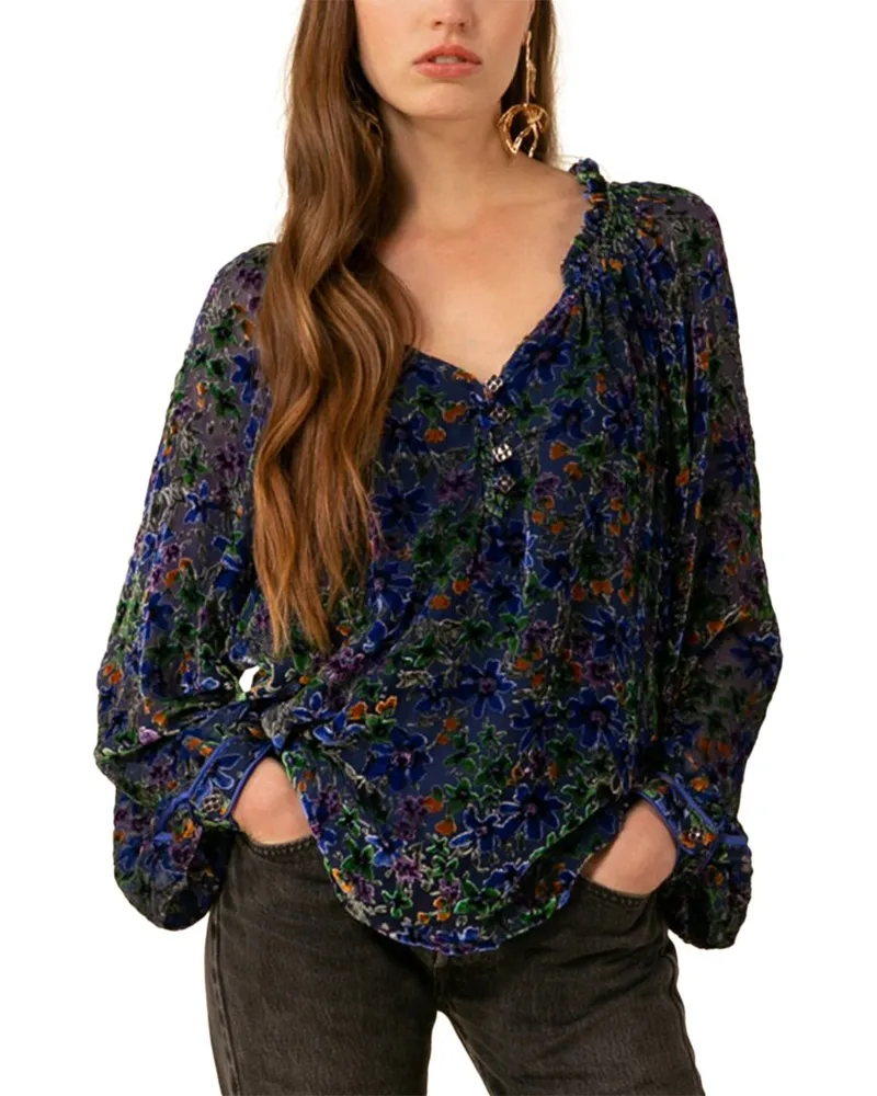 Hale Bob V-Neck Silk-Blend Top Nocolor