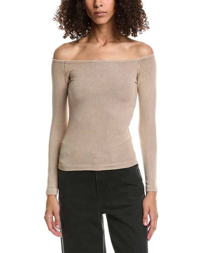 John Elliott + Co Mineral Wash Gemini Rib Top Brown