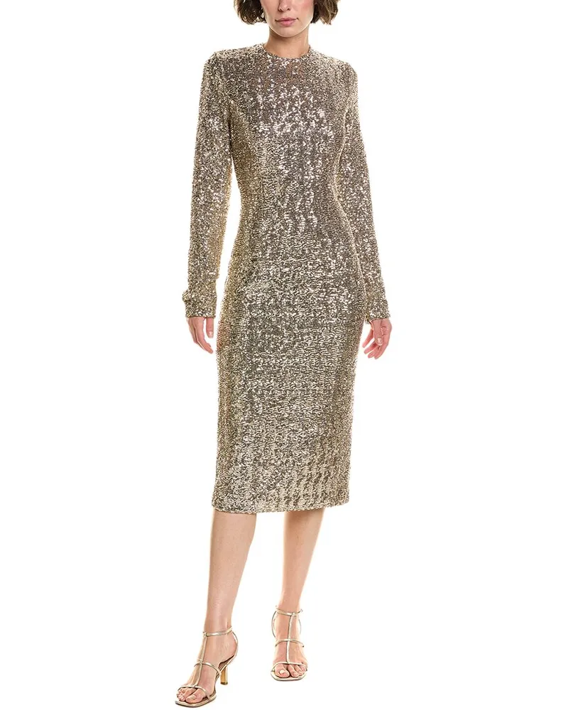 Michael Kors Sequin Sheath Dress Gold