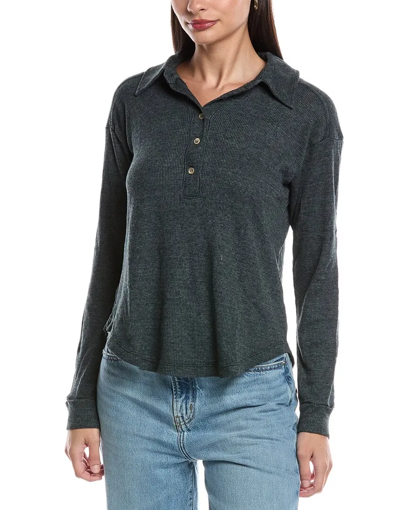Michael Stars Amina Henley Shirt Green
