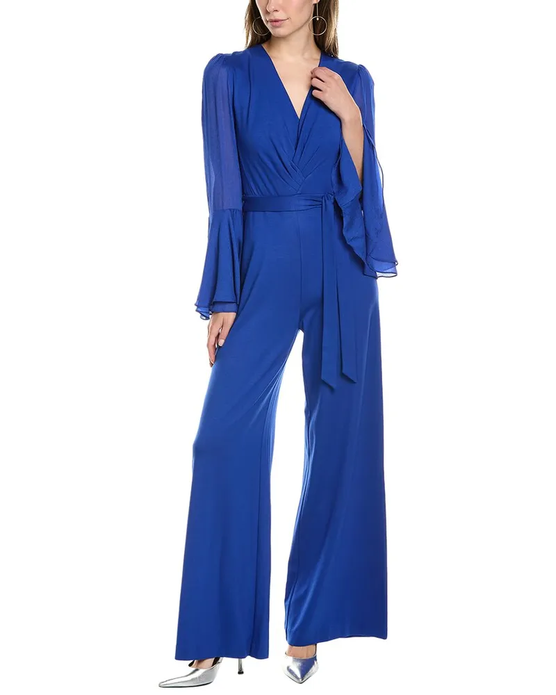 Diane von Furstenberg Shing Silk-Blend Jumpsuit Blue