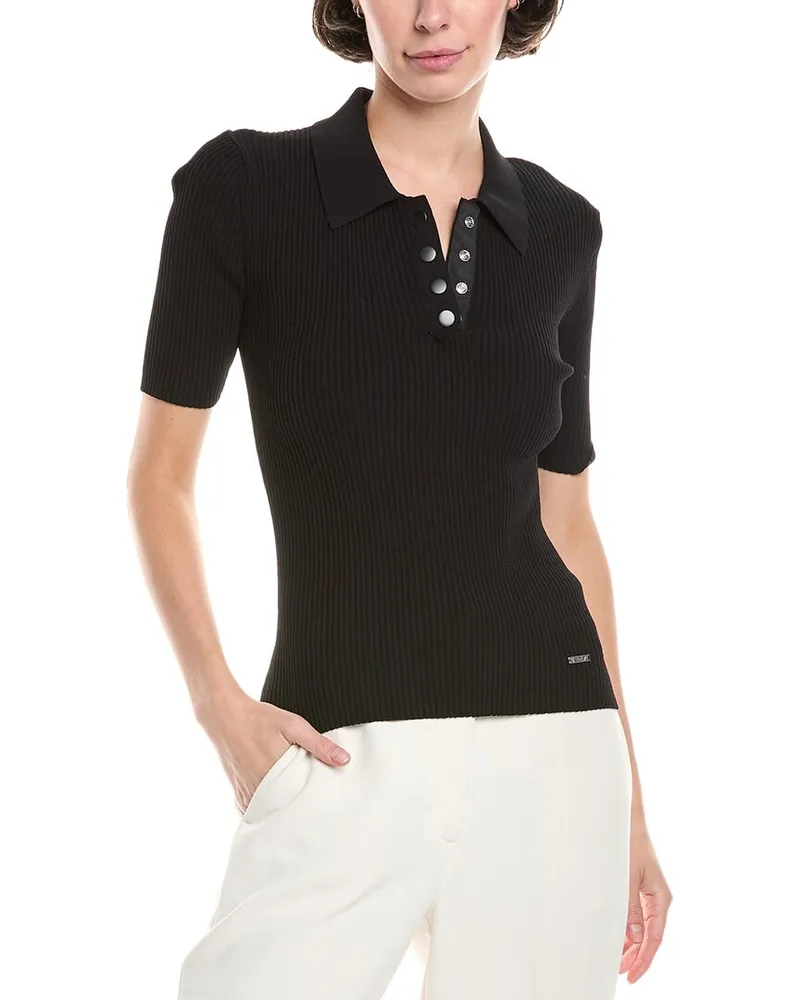 Jason Wu Ribbed Polo Shirt Black