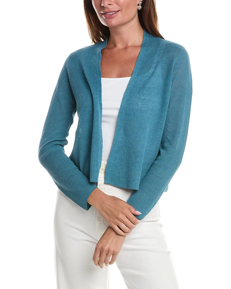Eileen Fisher Linen-Blend Cardigan Blue