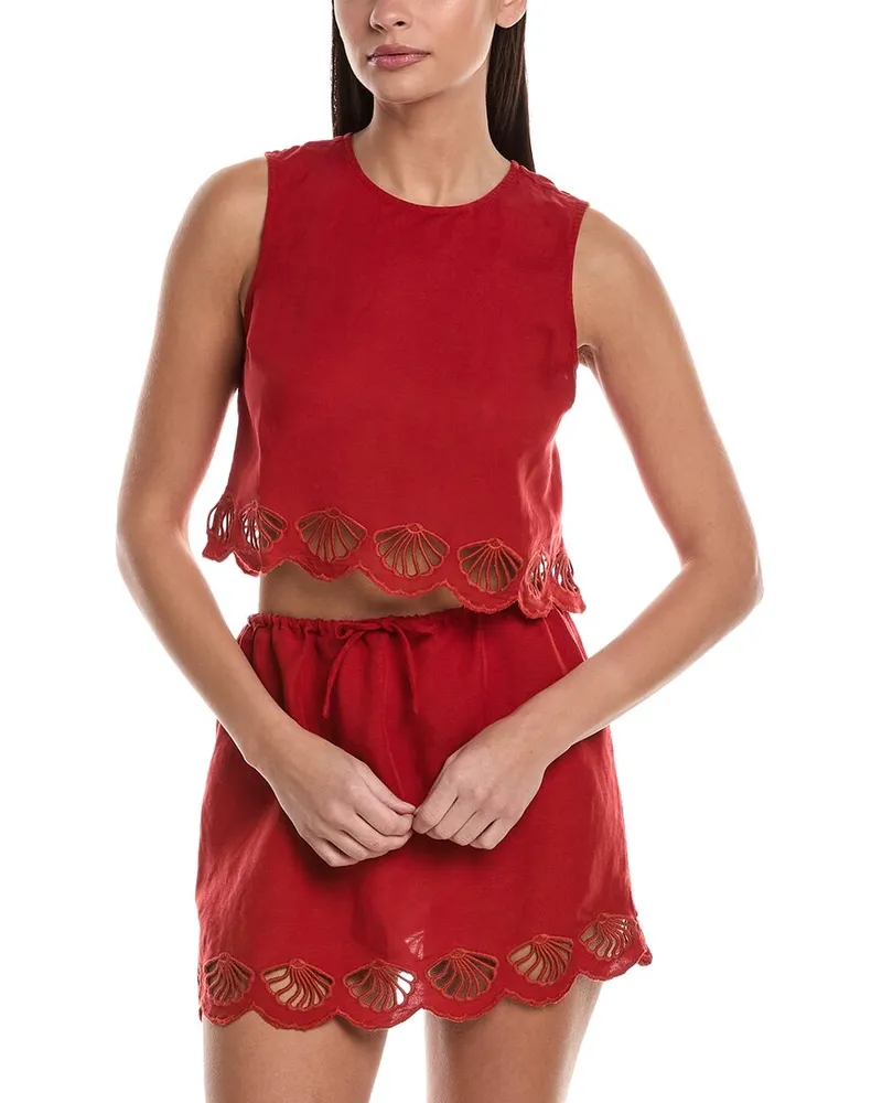 Onia Air Linen-Blend Scallop Tank Nocolor