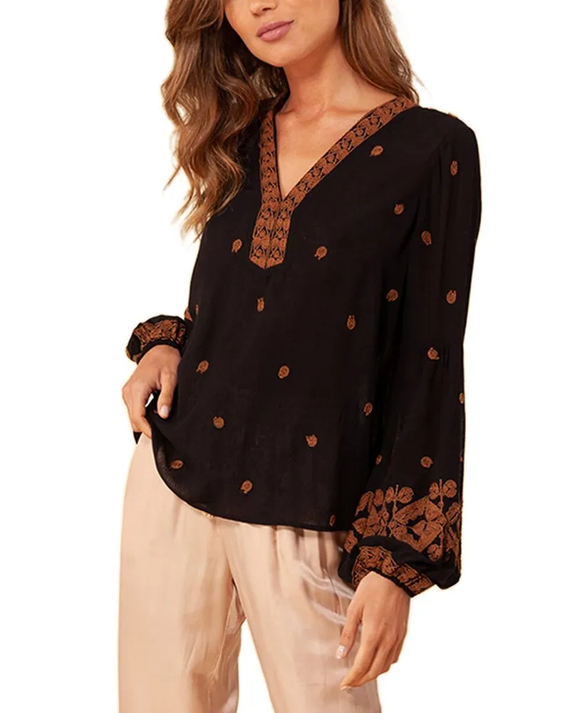Hale Bob Embroidered Top Black