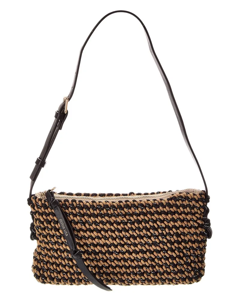 Dolce Vita Andrea Raffia Shoulder Bag Black
