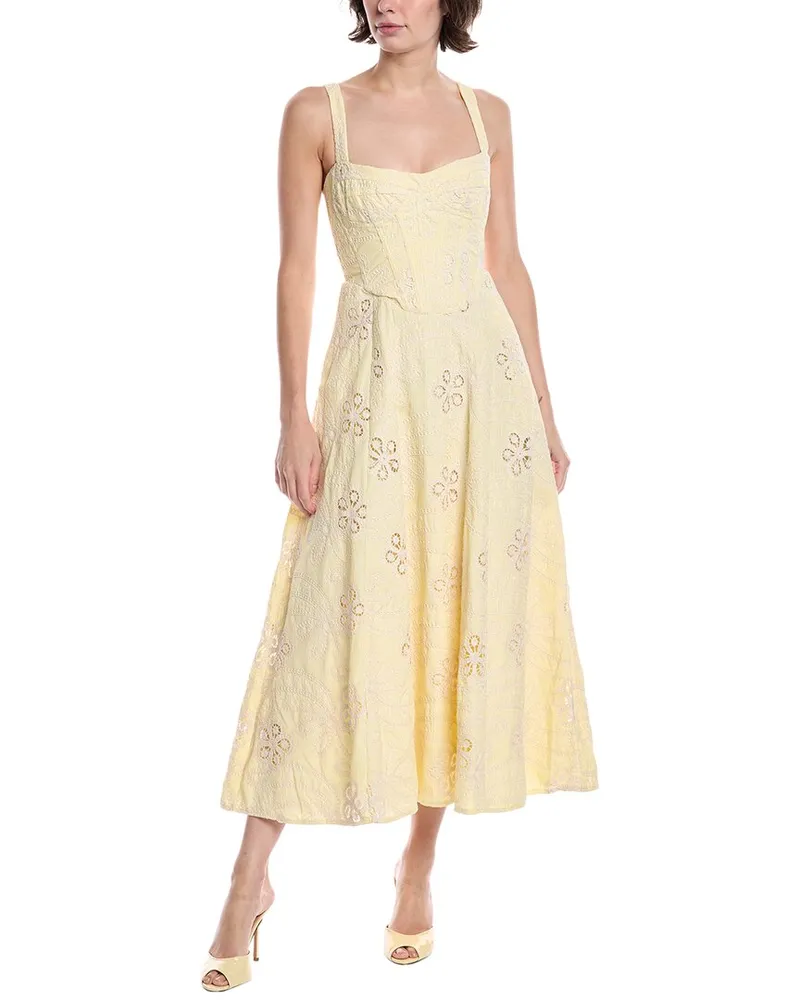 Bardot Lilah Corset Midi Dress Yellow