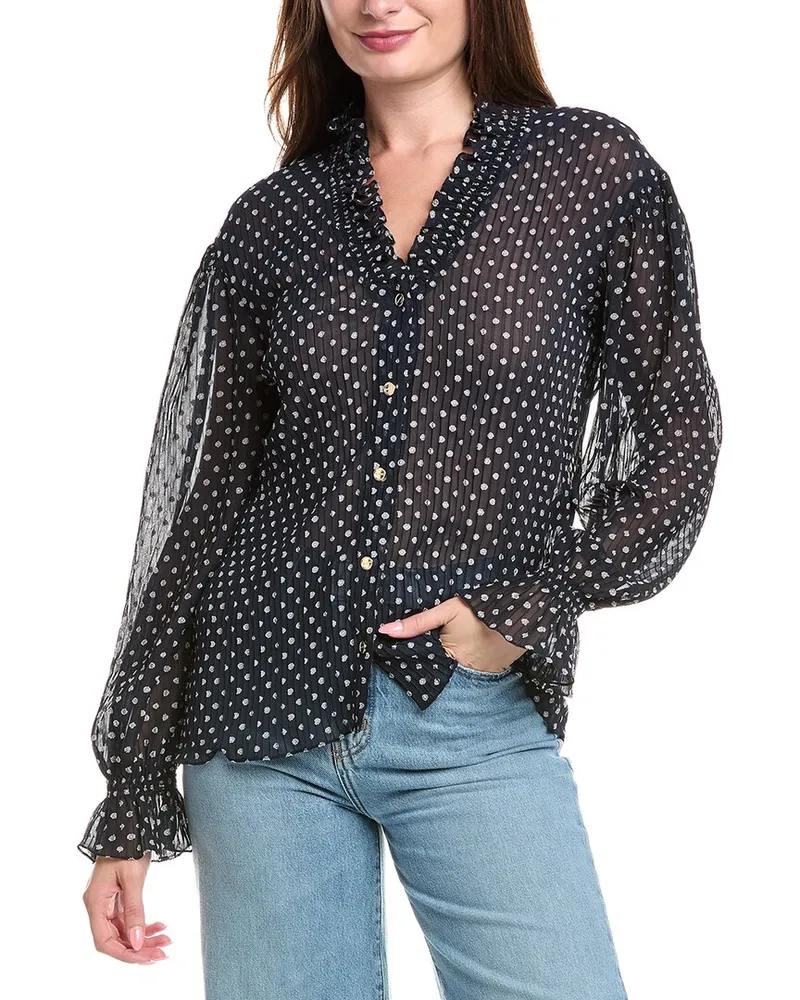 Sandro Pleated Shirt Blue