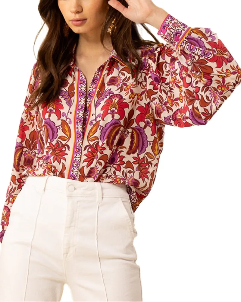 Hale Bob Paris Button Down Silk Shirt Nocolor