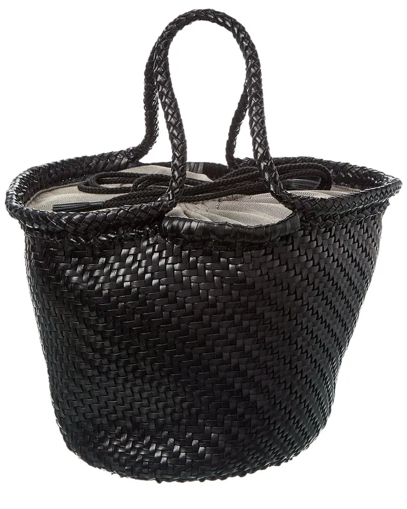 Dragon Diffusion Martha Woven Leather Tote Black
