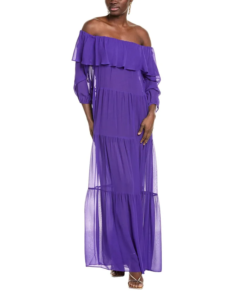 Max Mara Studio Lemma Silk Maxi Dress Purple