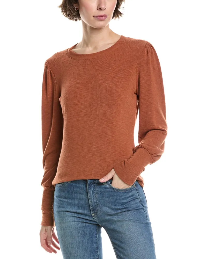 Michael Stars Fonda Puff Sleeve Top Brown