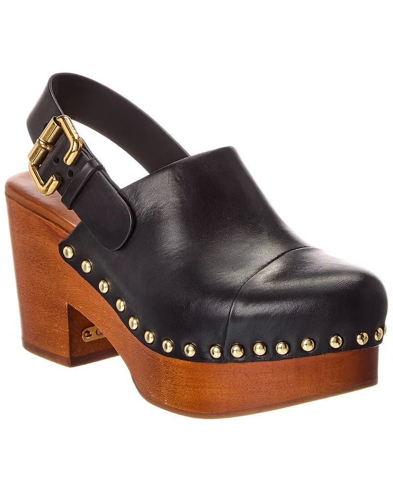 Chloé Jeannette Leather Wedge Mule Black