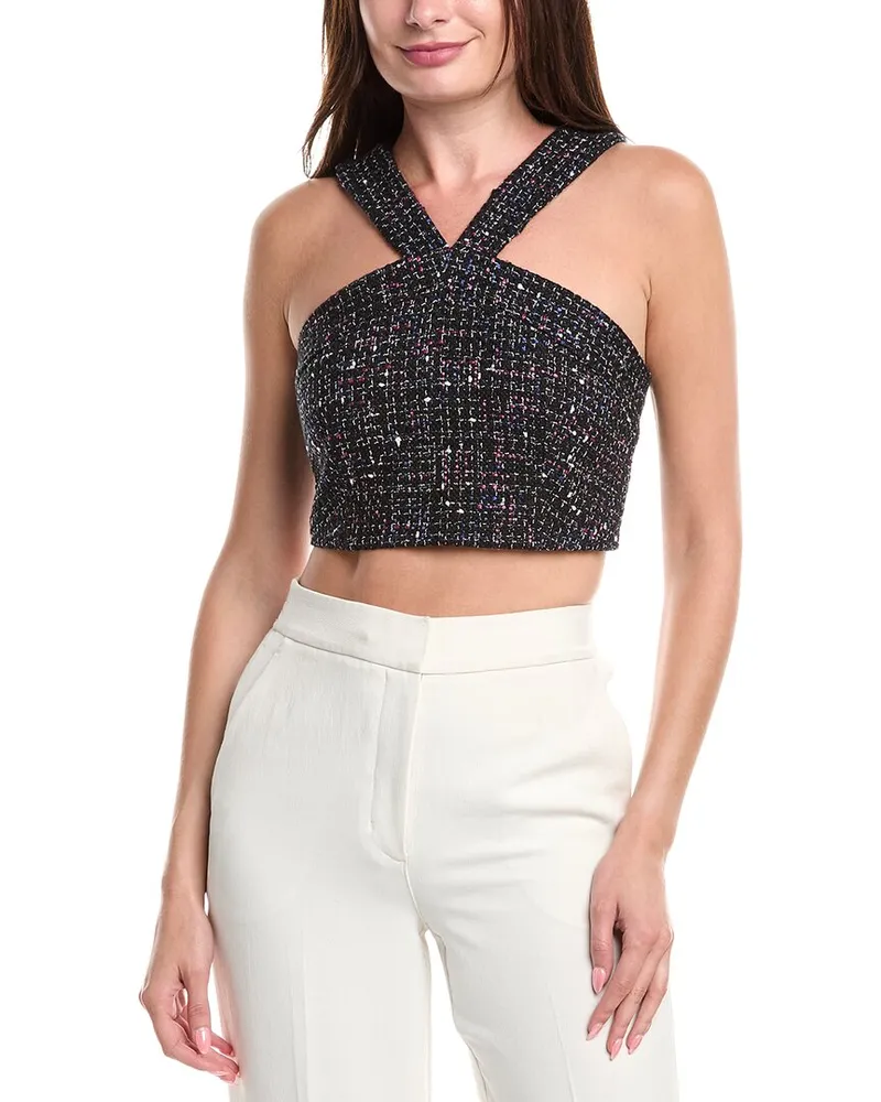 Sandro Tweed Halter Top Black