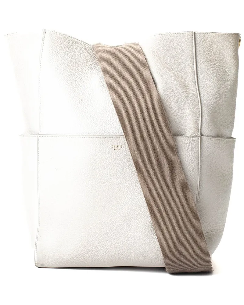 Celine White Leather Seau Sangle Shoulder Handbag (Authentic Pre-Loved Nocolor