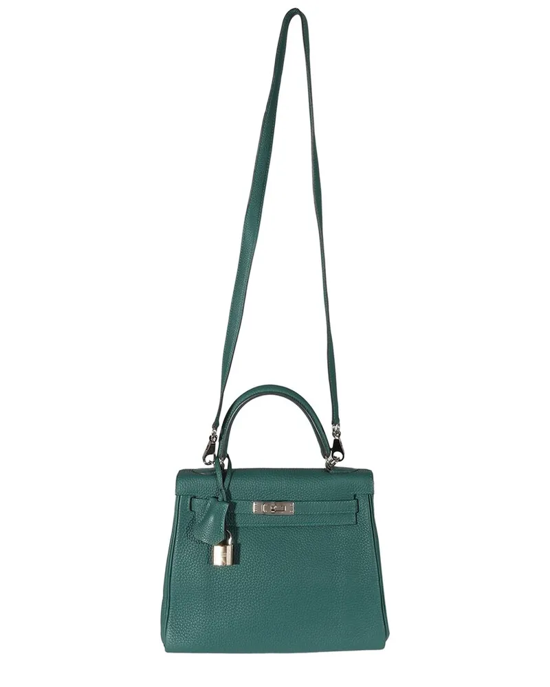 Hermès Green Leather Retourne Kelly 25 PHW (Authentic Pre-Loved Nocolor