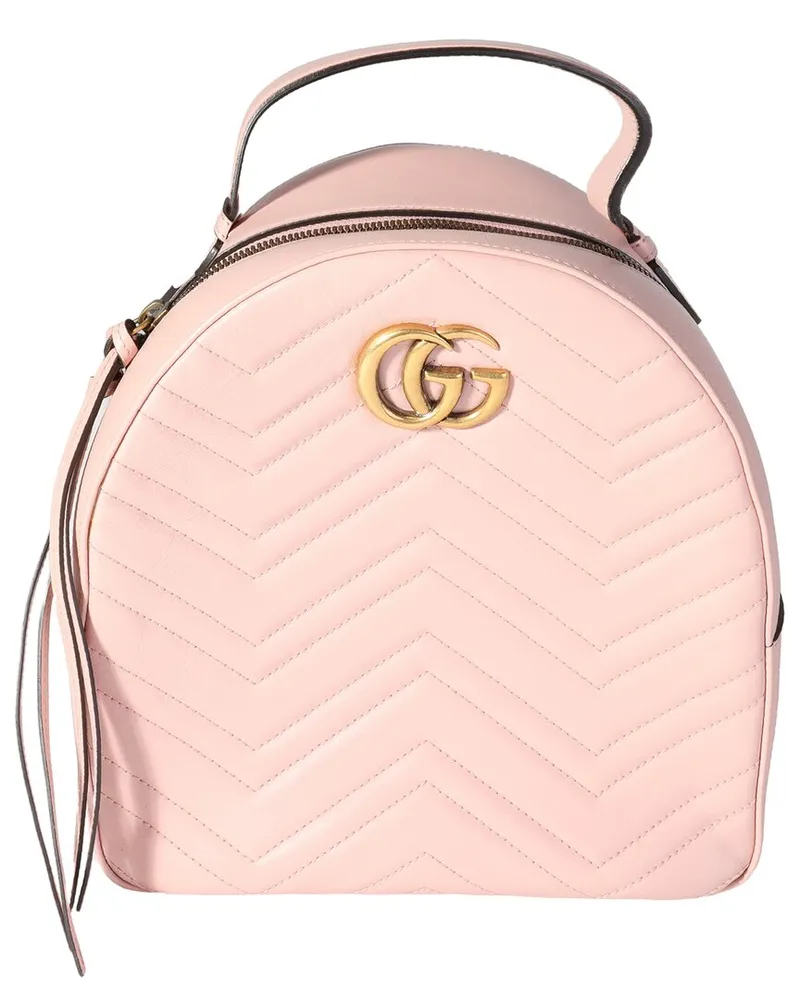 Gucci Pink Leather GG Marmont Dome Backpack (Authentic Pre-Loved Nocolor
