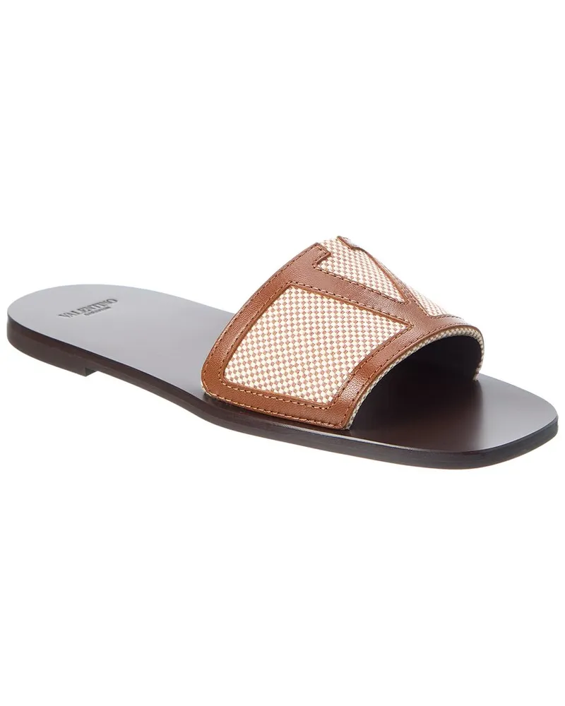 Valentino Garavani Viva Superstar Canvas & Leather Sandal Brown
