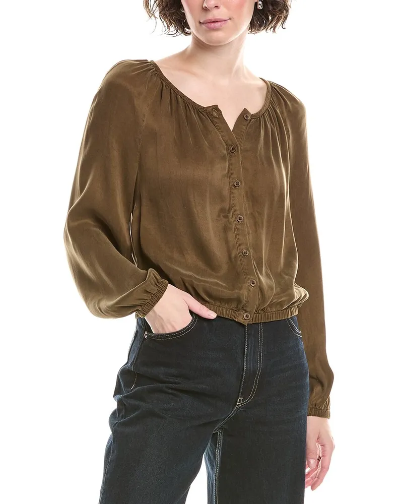 Bella Dahl Shirred Blouse Green