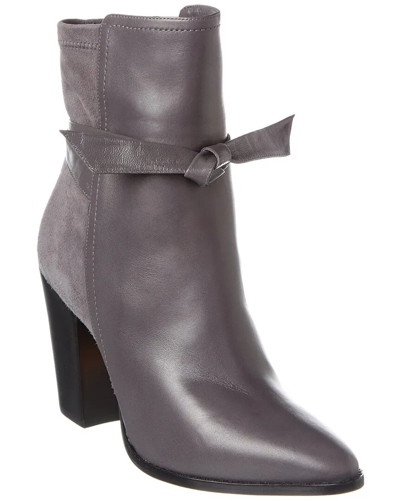 Alexandre Birman Clarita Tie 90 Leather & Suede Bootie Grey