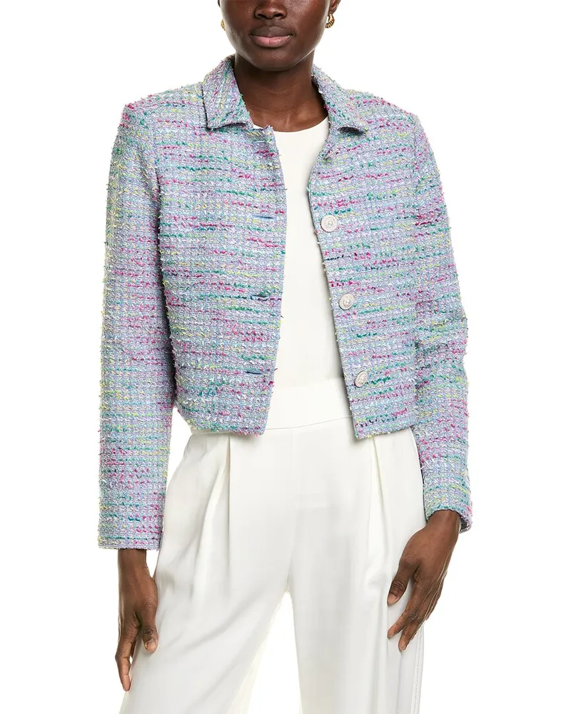 ST. JOHN Lurex Tweed Jacket Purple