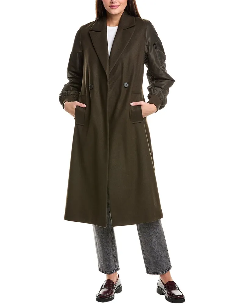 AllSaints Paulah Wool & Cashmere-Blend Coat Green