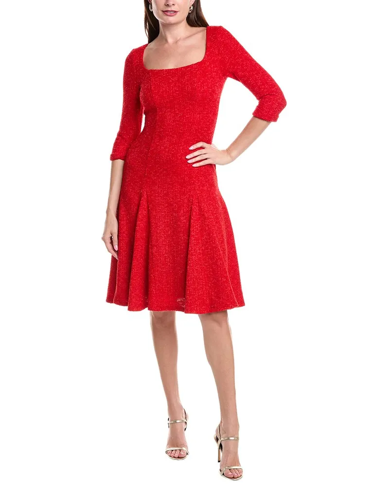 Black Halo Norina Tinsel Tweed Mini Dress Red