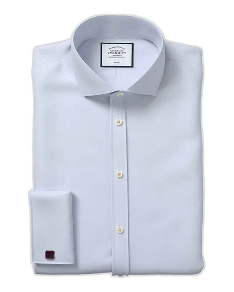 Charles Tyrwhitt Non-Iron Twill Cutaway Slim Fit Shirt Silver