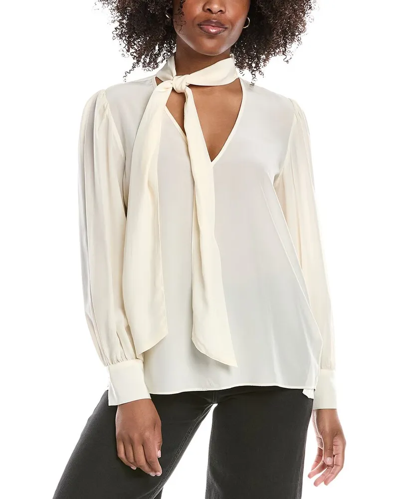 7 for all mankind Relaxed Bow Silk Blouse White