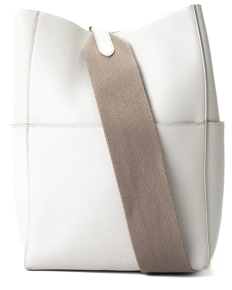 Celine White Leather Seau Sangle Handbag (Authentic Pre-Loved Nocolor