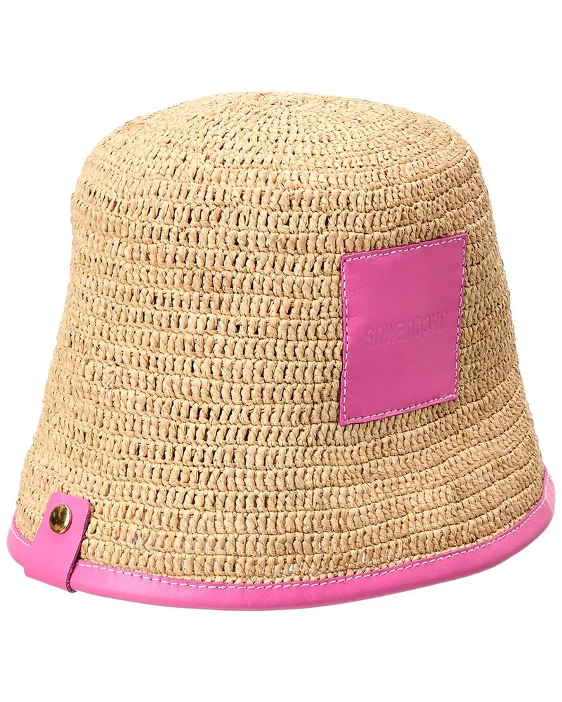 Jacquemus Le Bob Soli Raffia Bucket Hat Pink