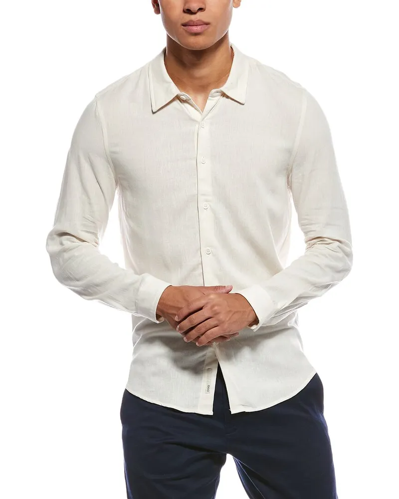 Onia Standard Linen-Blend Shirt Brown