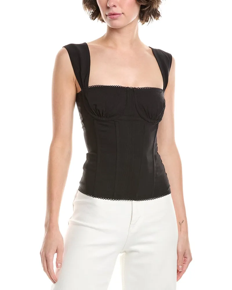 WeWoreWhat Ruched Cup Corset Top Black