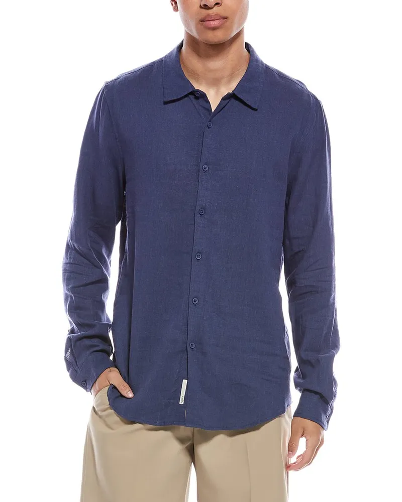 Onia Standard Linen-Blend Shirt Blue