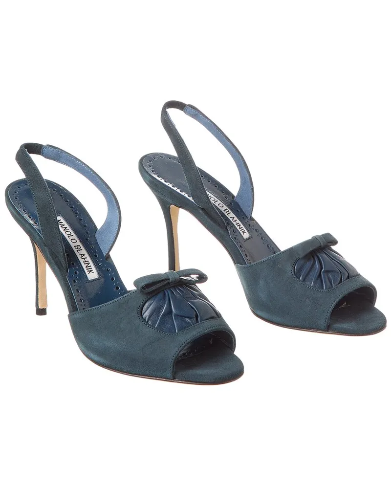 Manolo Blahnik Amelie 90 Suede & Leather Sandal (Authentic Pre-Loved Nocolor