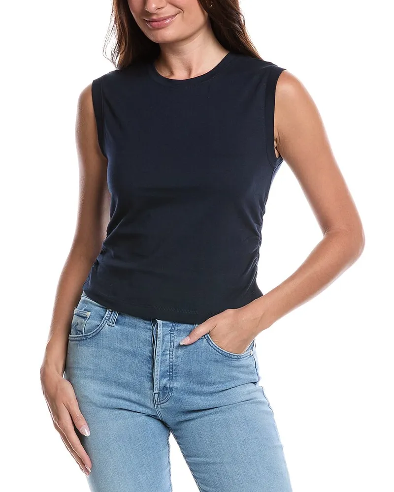 French Connection Ruched Muscle T-Shirt Blue
